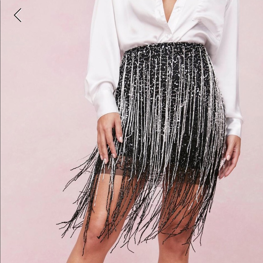 Daily Icons Embellished Fringed Mini Skirt